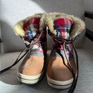 Faux Fur Lined Plaid Winter Boots